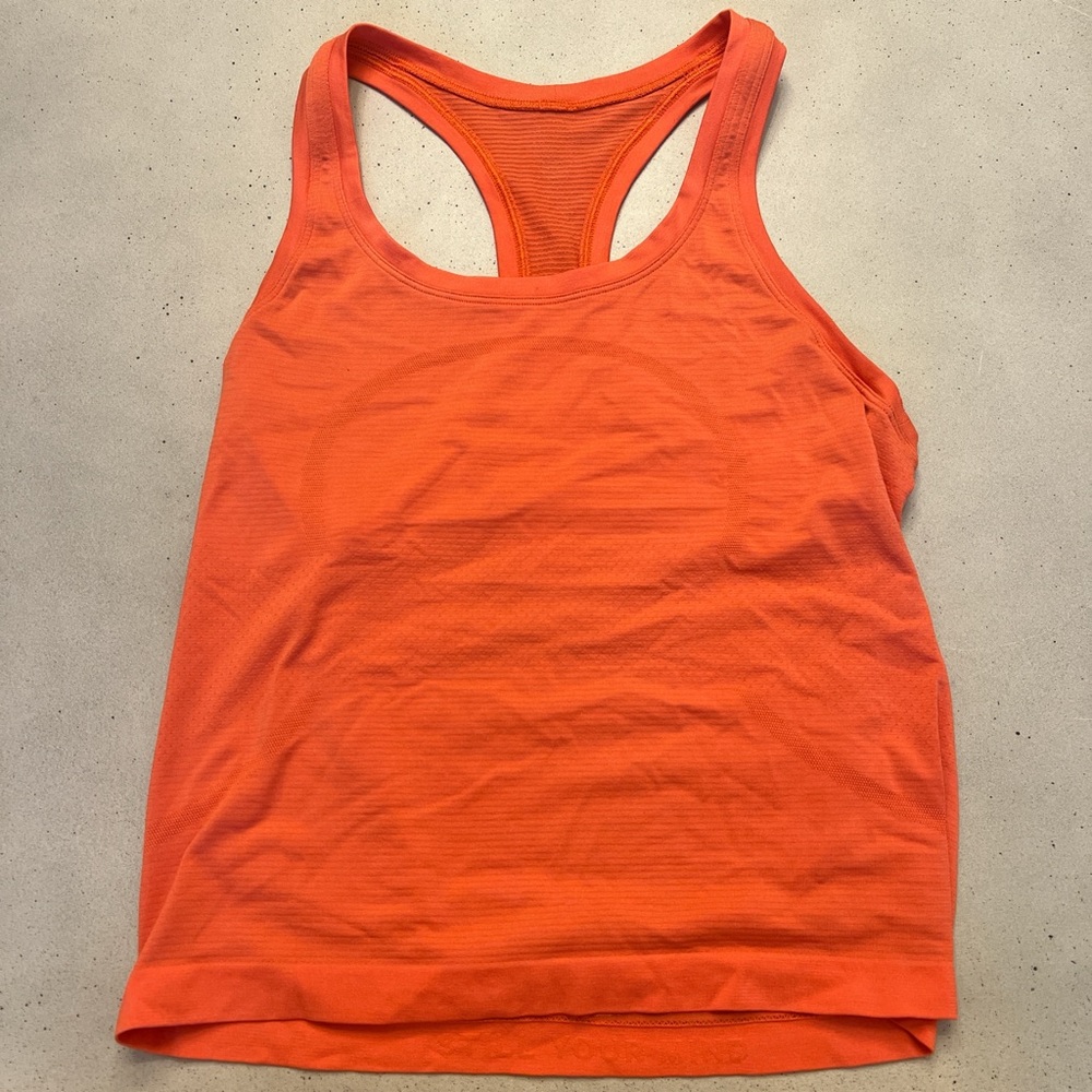 lululemon swiftly tank top size 6 orange